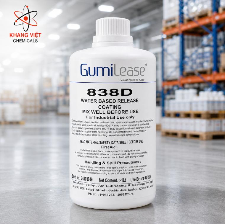 Gumilease 838D là dung dịch fluoropolymer gốc nước, không bị lắng khi để yên trong thời gian dài.