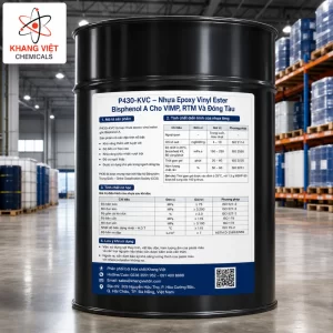 P430-KVC là nhựa epoxy vinyl ester Bisphenol A cho VIMP, RTM và composite đóng tàu, có độ bền cao, chịu nhiệt tốt, thấm ướt tốt và co ngót thấp.