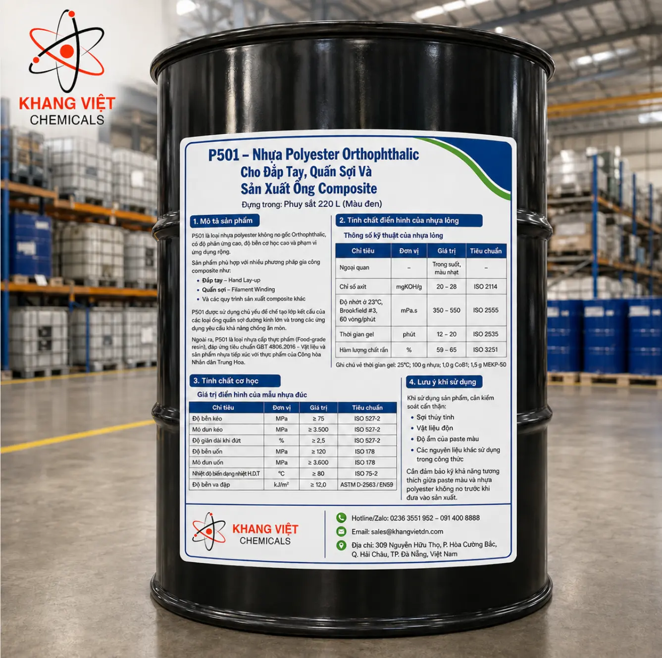 P501 là nhựa polyester Orthophthalic độ phản ứng cao, dùng cho đắp tay, quấn sợi, sản xuất ống FRP và composite chống ăn mòn, độ bền cơ học cao.