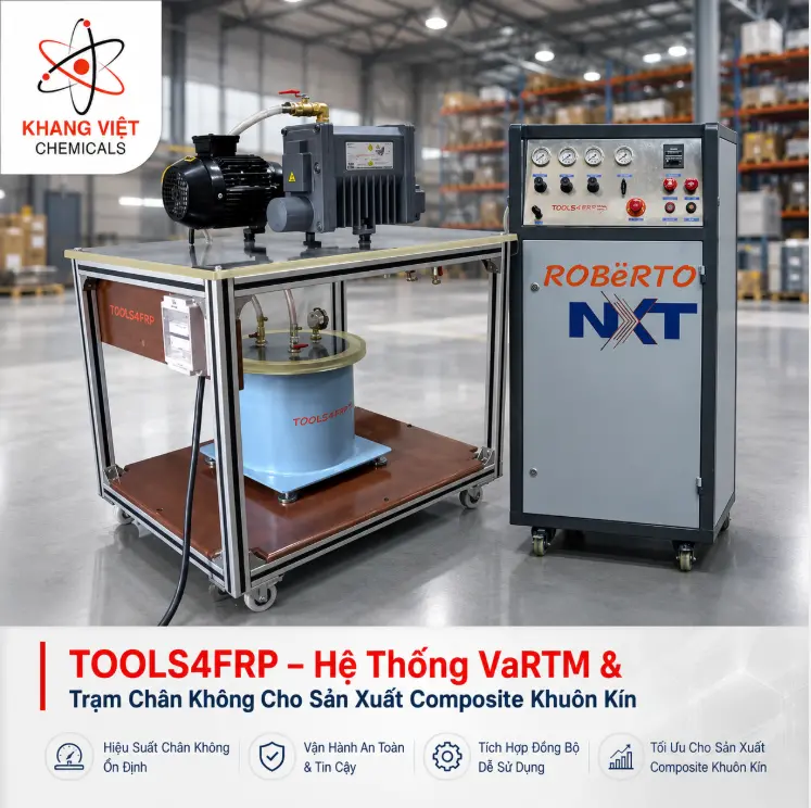 TOOLS4FRP cung cấp hệ thống VaRTM, RTM Light và trạm chân không cho sản xuất Composite FRP, phù hợp Vacuum Infusion, khuôn kín và bơm nhựa áp suất thấp.