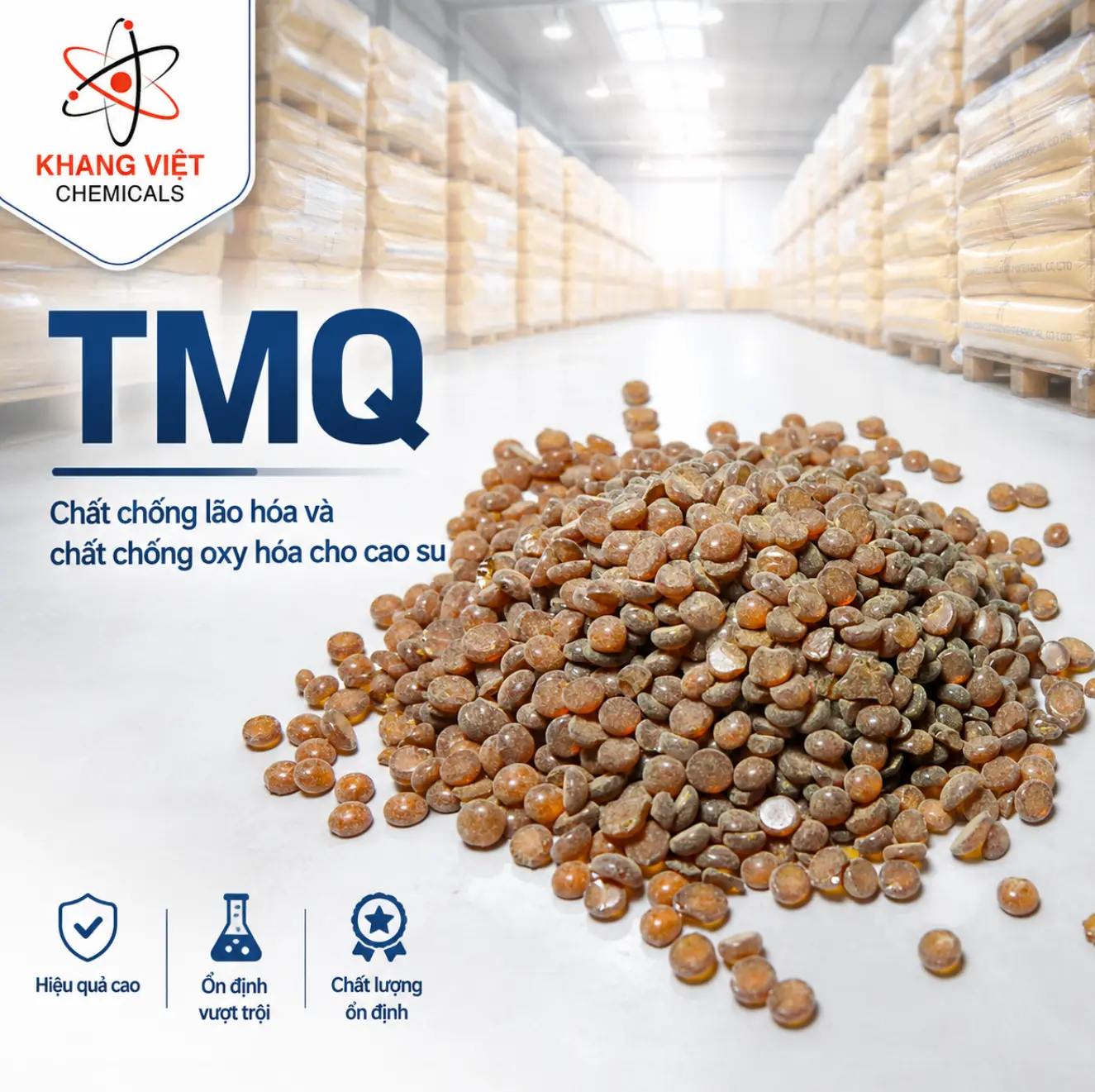 Antioxidant TMQ là chất chống oxy hóa và chống lão hóa chuyên dùng cho cao su tự nhiên và cao su tổng hợp.
